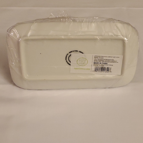 White Butt er Butter Dish with Black Lettering - Picture 3 of 3